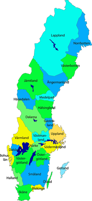 Übersicht Karte Kanutouren in Schweden